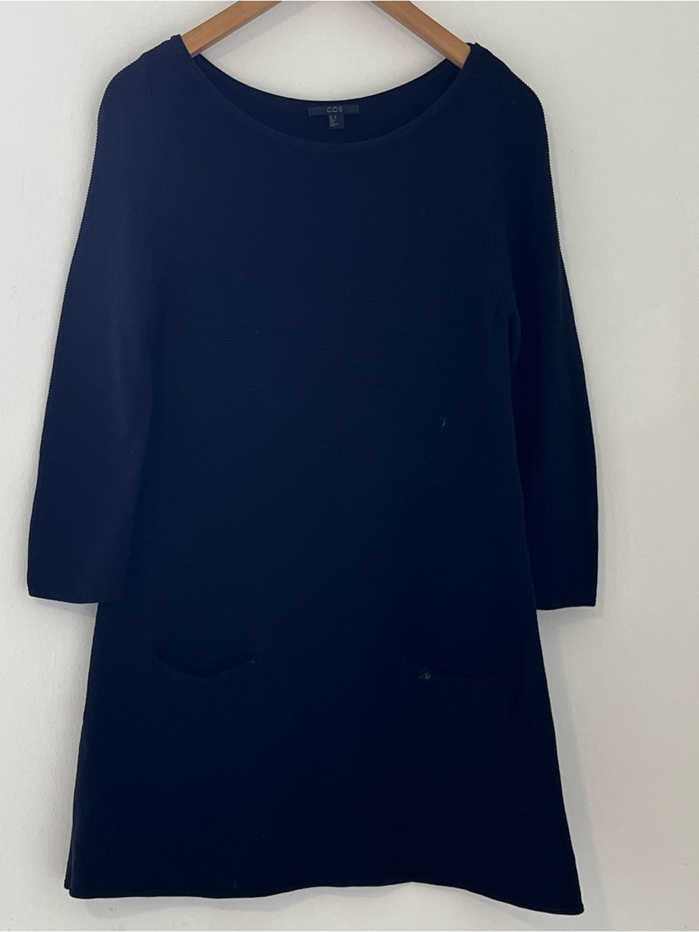 COS Black Knit Mini Dress with Front Pockets